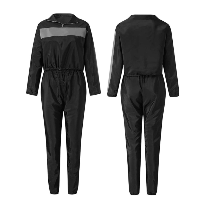 Custom made high quality black streetwear reflective jogger track pants women striped reflective tracksuit