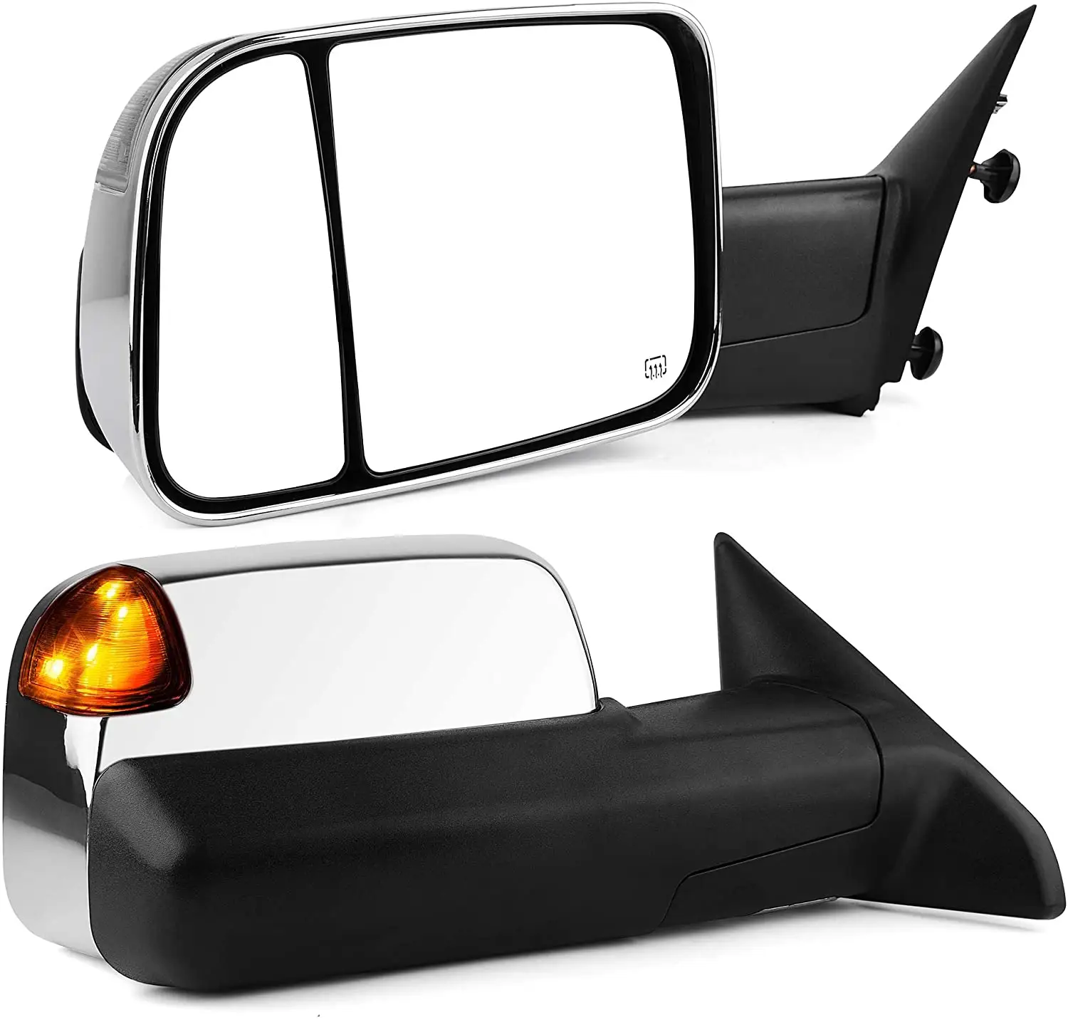 Electric Chrome 2009-18 Dodge Ram 1500, 2010-18 ram 2500 3500 with LED Turn Signal Light,Puddle Lamp pickup side tow mirror
