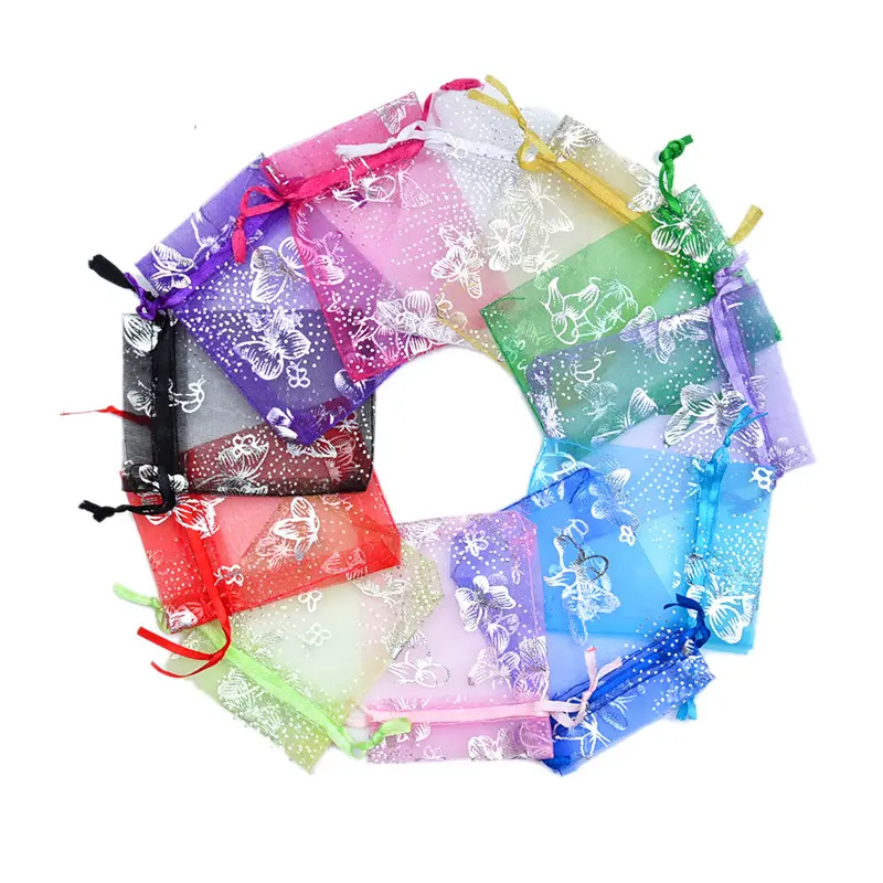 Nice Printed Drawstring Gift Bags Organza Pouch For Wholesale