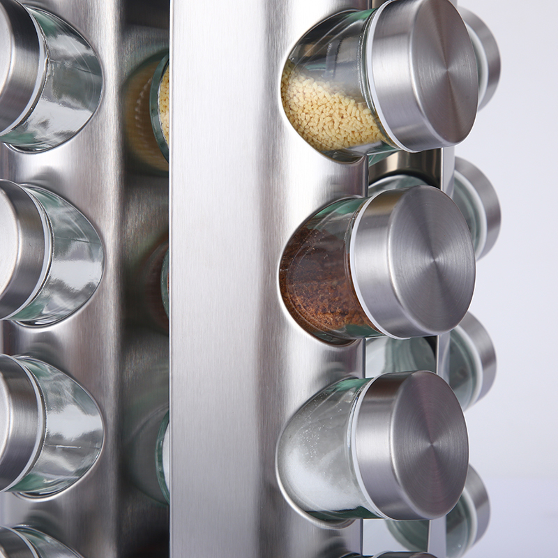 Kitchen Utensils Stainless Steel Seasoning Bottle Set 16 Seasoning Bottles With Rotating Frame And Rotating Pepper Pot