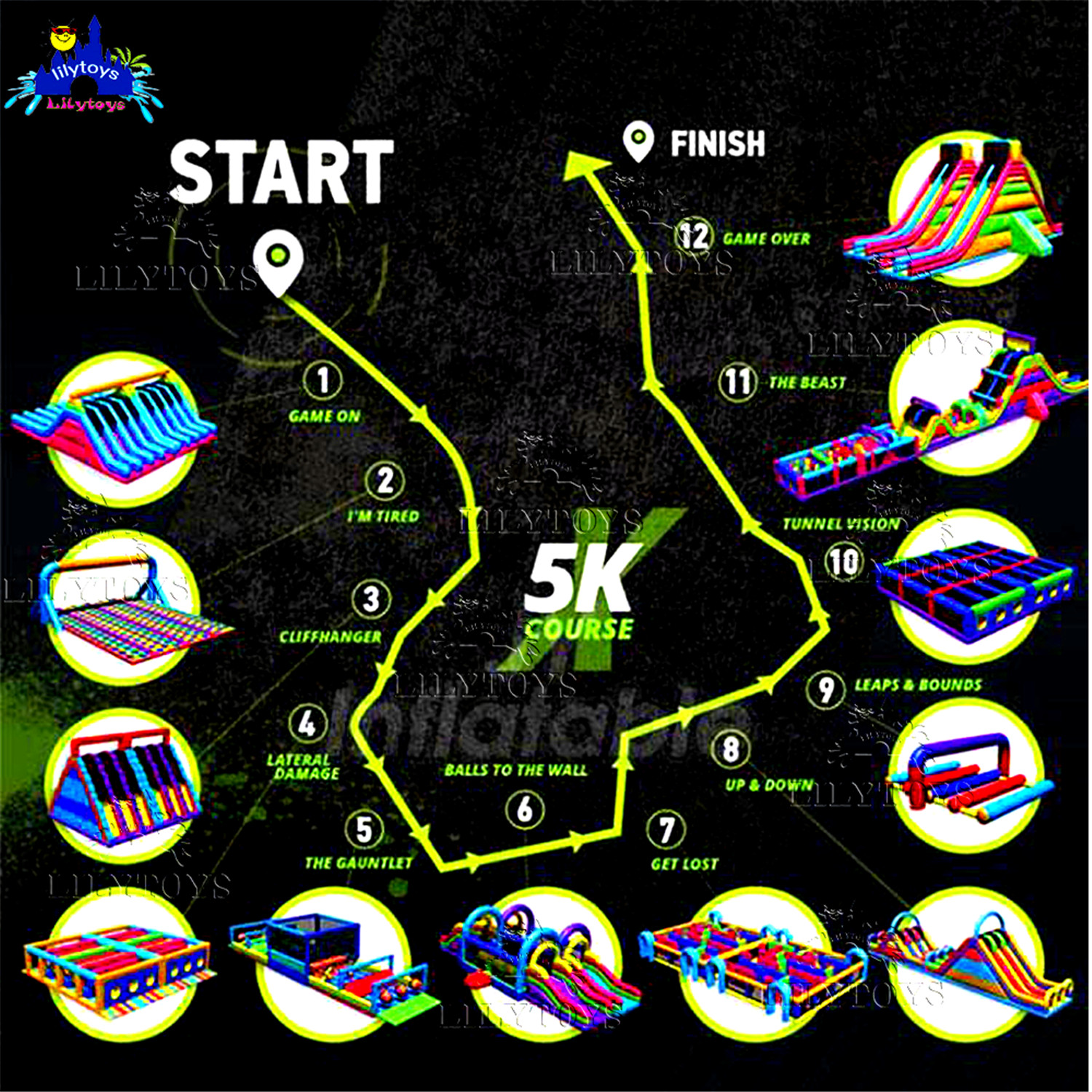 Большая Надувная полоса препятствий 5k, надувная полоса препятствий для взрослых, распродажа