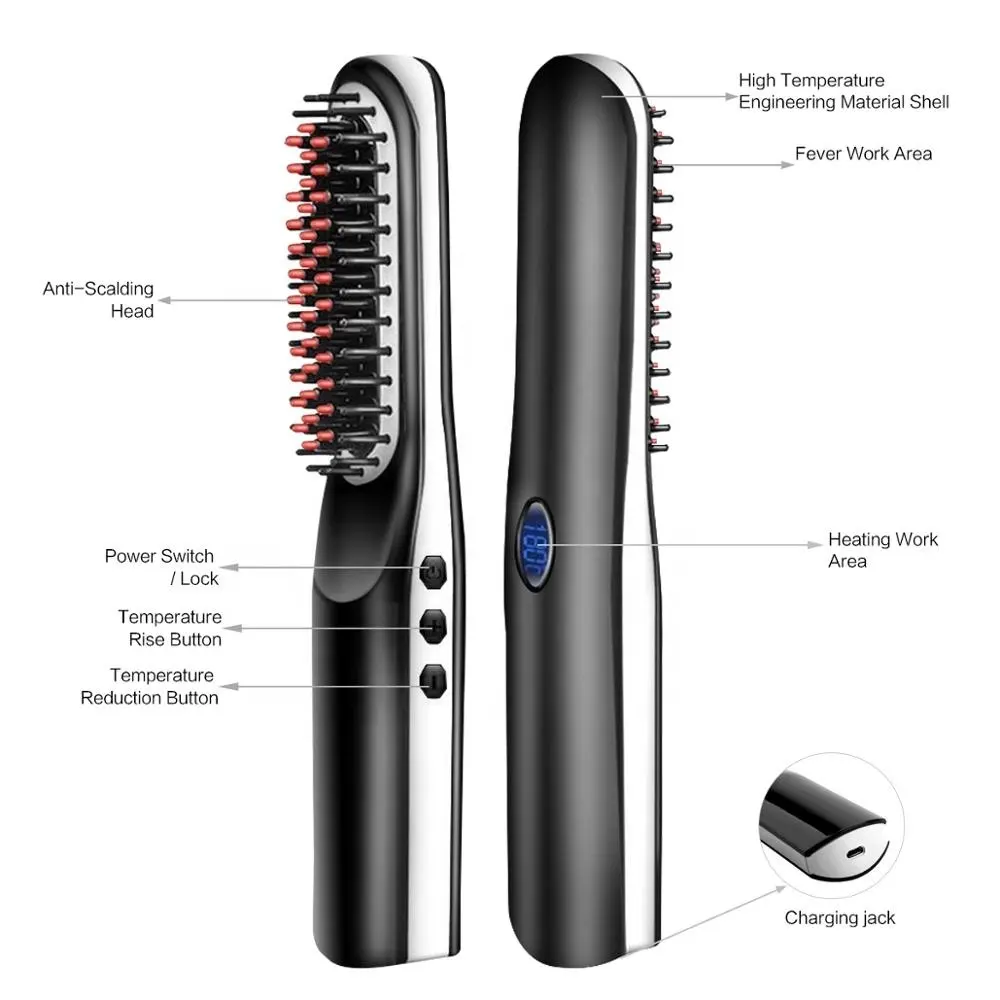 Men Styer Professional Straightener Brushes Comb Flat Volumize Hair Iron Quick Hair Styler Tools Beard Hair straightener