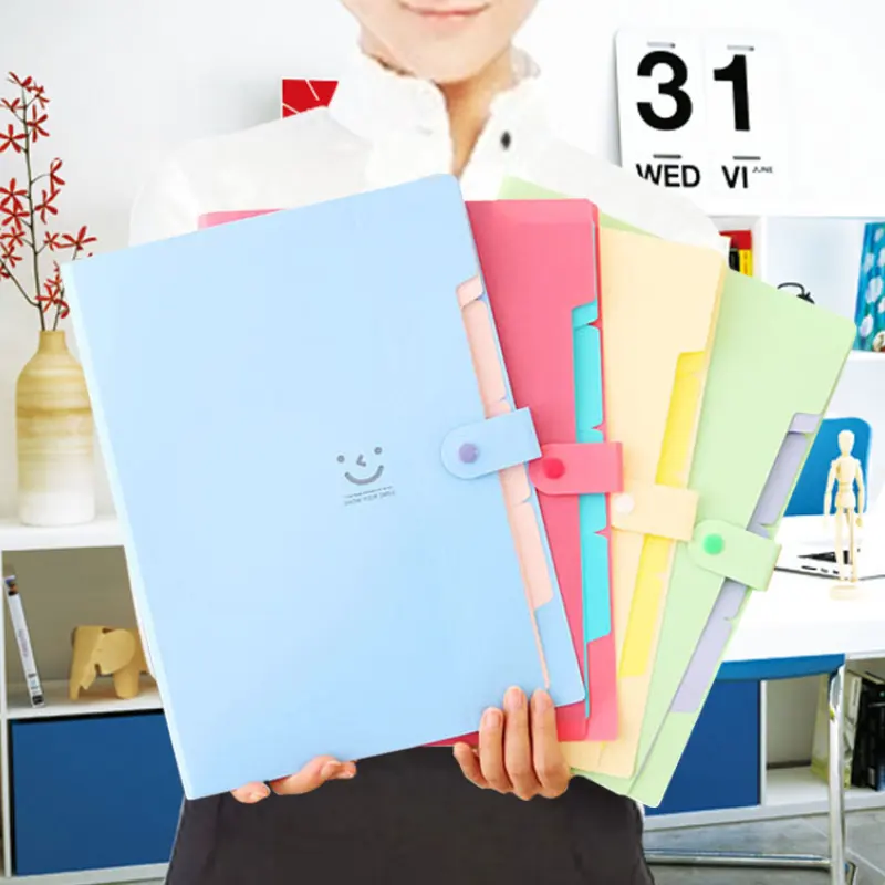 New Candy color folder multilayer A4 folder file bag paper storage bag Office creative organ bag