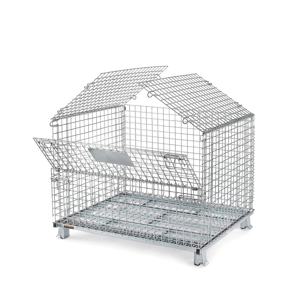 Heavy Duty Industrial Metal Stackable Wire Mesh Pallet Cage Foldable Steel Mesh Box Pallet