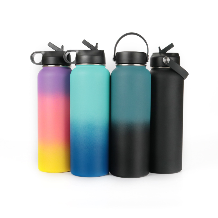 Stainless Steel Flip-top Thermos Flasks For Drinking Equipped Custom Designer Vacuum Insulated Wide Mouth Water Bottle