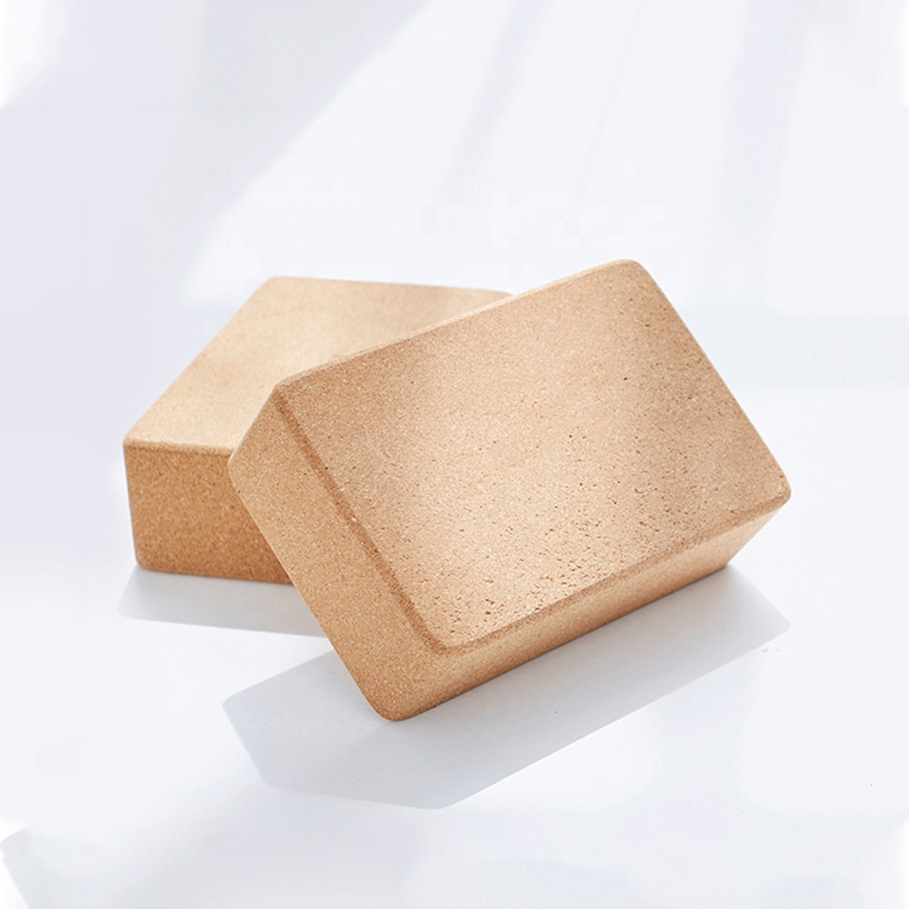 NIDI Printed Logo Natural Cork Yoga Block Eco Friendly Non Slip Yoga Brick For Gym Body Building
