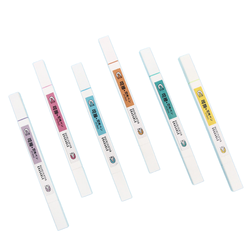 Soft Oblique Tip Erasable Highlighter Set Bold Colored Markers for Student Ledger for School Use-Paper Material