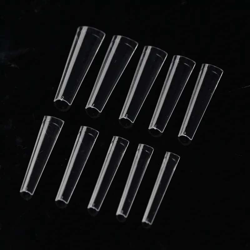 Newest xxl coffin nail tips no c curve coffin gel clear thin xxl long straight french coffin nail tips