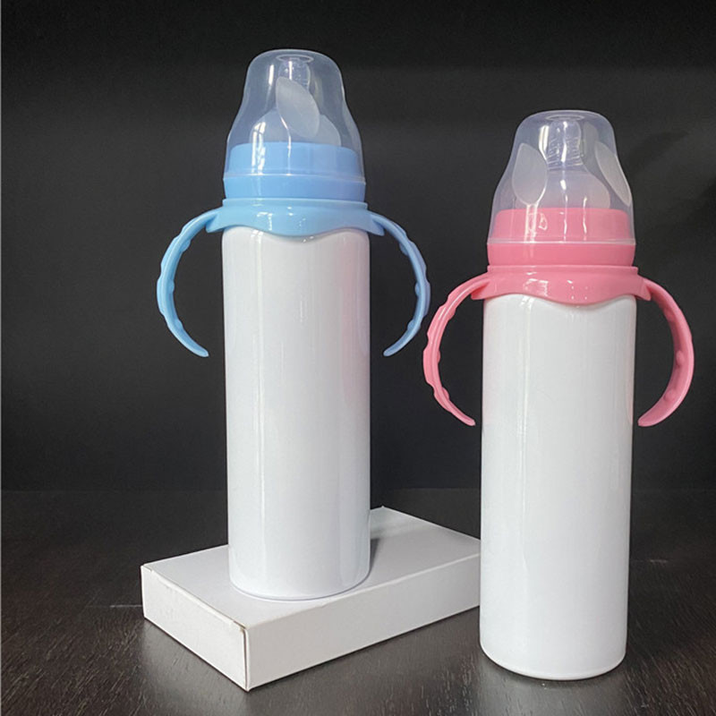 New Arrival Sublimation Stainless Steel Flat Bottom 8 oz Vacuum Insulated Bottom thermo baby bottle with handle