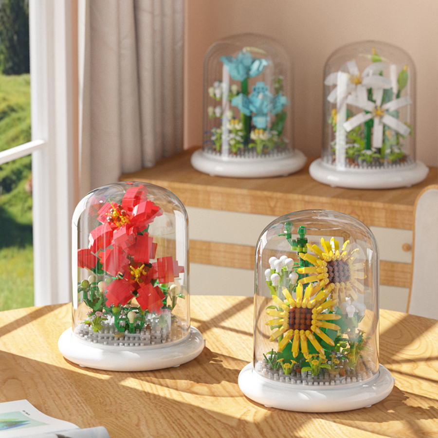 Cheap Toys Plastic Flower Blocks Children Toys Building Block Flowers For Mothers Day Gifts And Room Decoration
