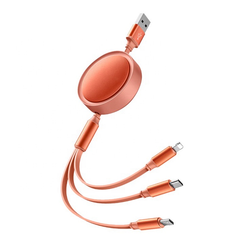 Custom Logo Universal Retractable 3 in 1 Multi Multiple 3in1 USB Charging Charger Cable