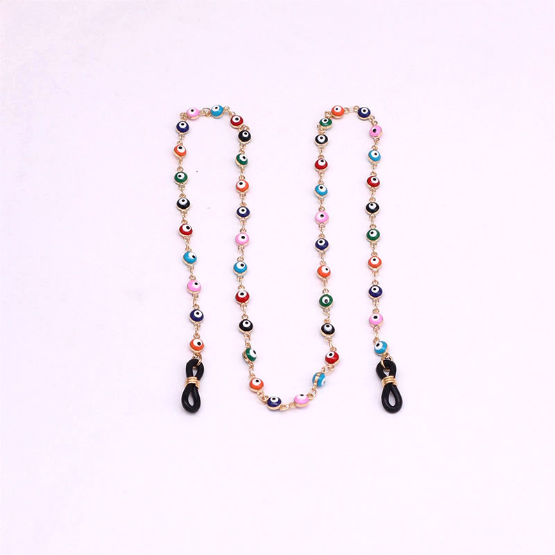 2021 Handmade High Quality multi color Raw Brass Eye Chain enamel evils eye stainless steel glasses chain FaceMask Holder Chain