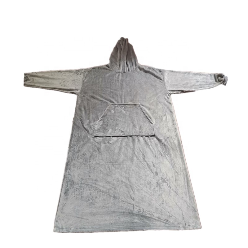 Hot Sale Custom Winter Soft Wholesale Tv Sofa Throw Flannel Fleece Oversize Blanket with Sleeves and pocket