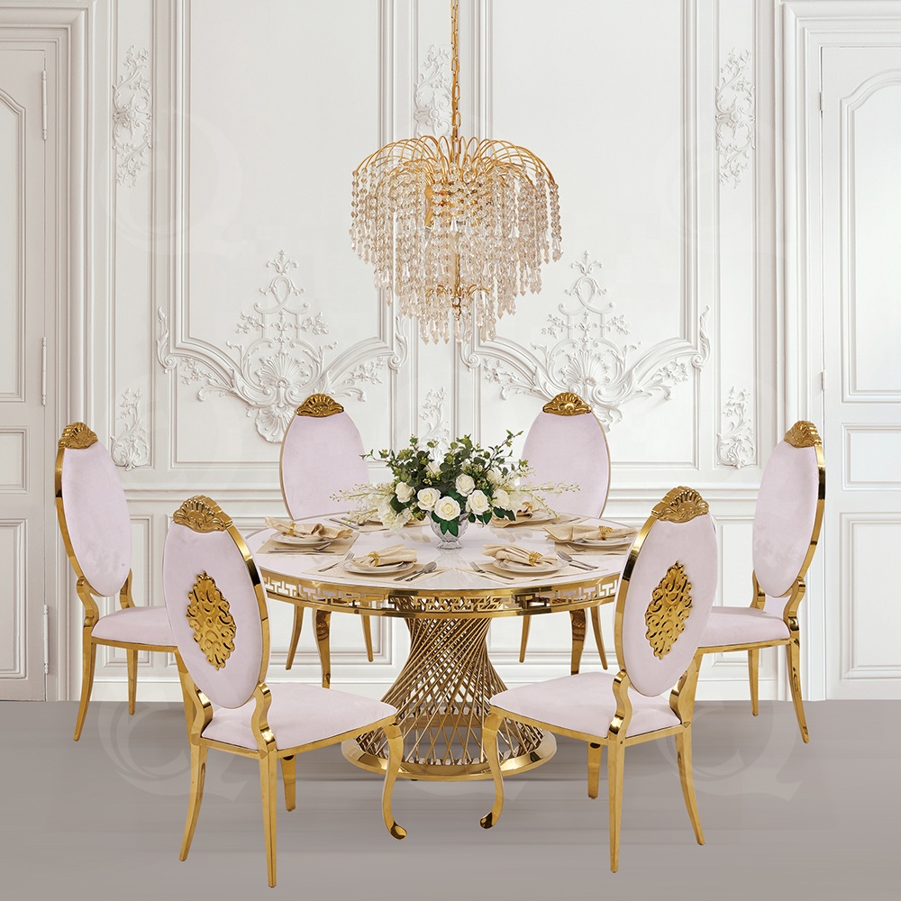 wholesale factory furniture wedding chairs and tables metal gold stainless steel hotel reception event banquet tables