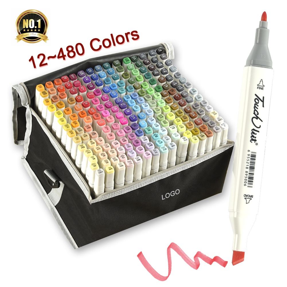 Factory 12-480 colors professional marker pens set OEM ODM paint alcohol marker brush dual tip sketch art marker pens for draw