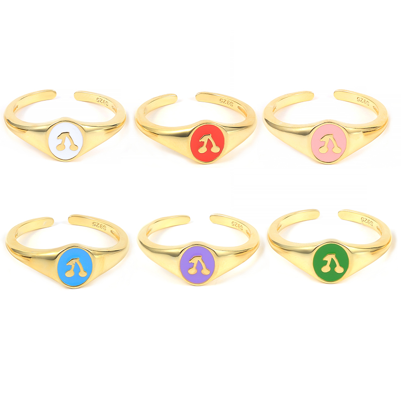ROXI Cute Cherry Pattern Girl's Favorite Jewelry S925 Sterling Silver Chunky Adjustable Rings