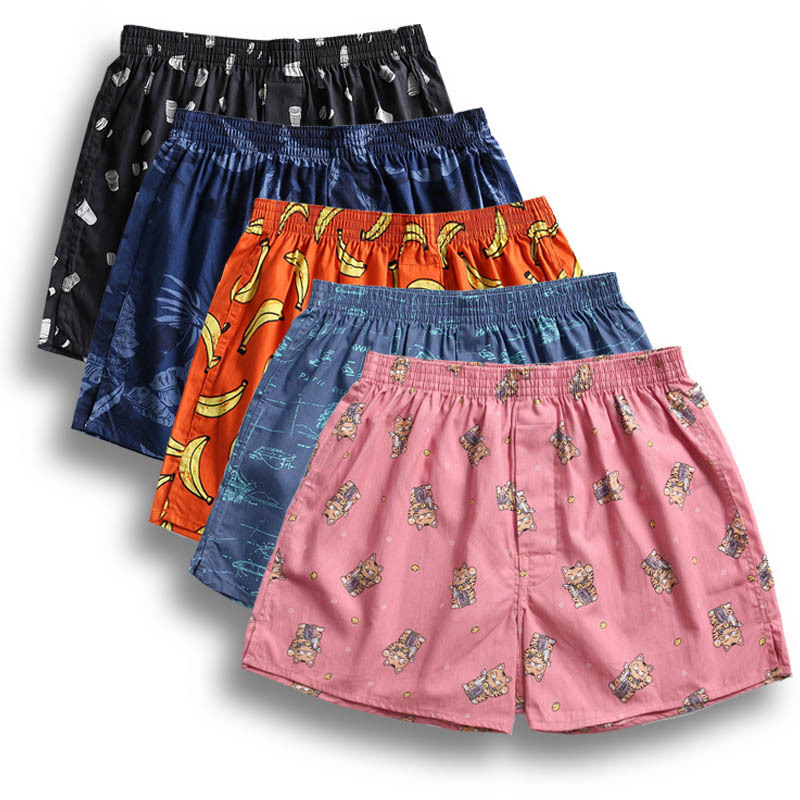 2111 comfortable elastic waistband high quality mens underwear cotton custom printed boxer shorts Plus size men