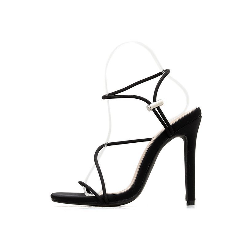 2021 Big Size Fashion Ankle Strap Bandage Pointed Open Toe Stiletto Cross Straps Sexy Fancy Woman Sandals Heels