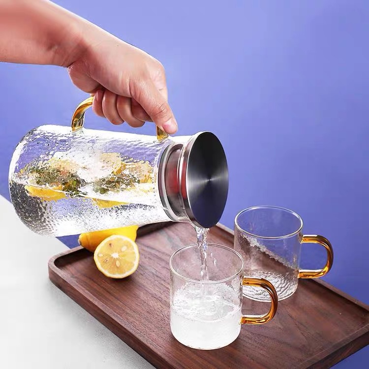60 OZ Tumbler+1.8L Jug Shell Design Water Jug Drinking Set Cold Water Juice Tea Glass Pitcher Jugs Cups Sets With Wooden Lids