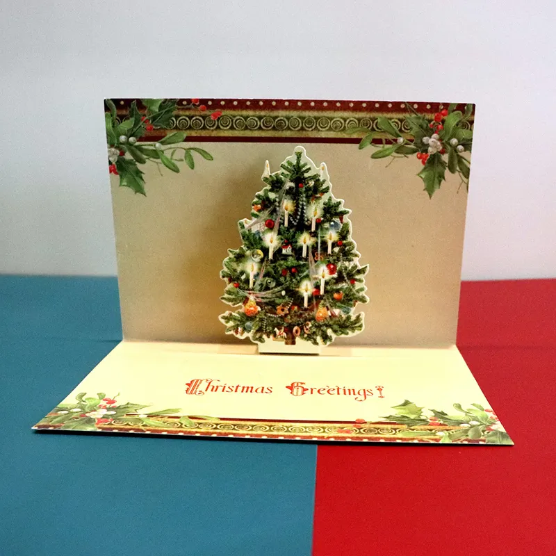 3d Greeting Card Joytop Custom Print Holiday Wishes 3D Pop Up Christmas Greeting Cards Gift With Envelope
