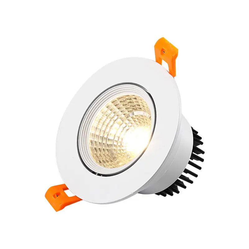 Adjustable cob led downlight round 5w 7w 12w 15w 18w dimmable recessed commercial led downlight