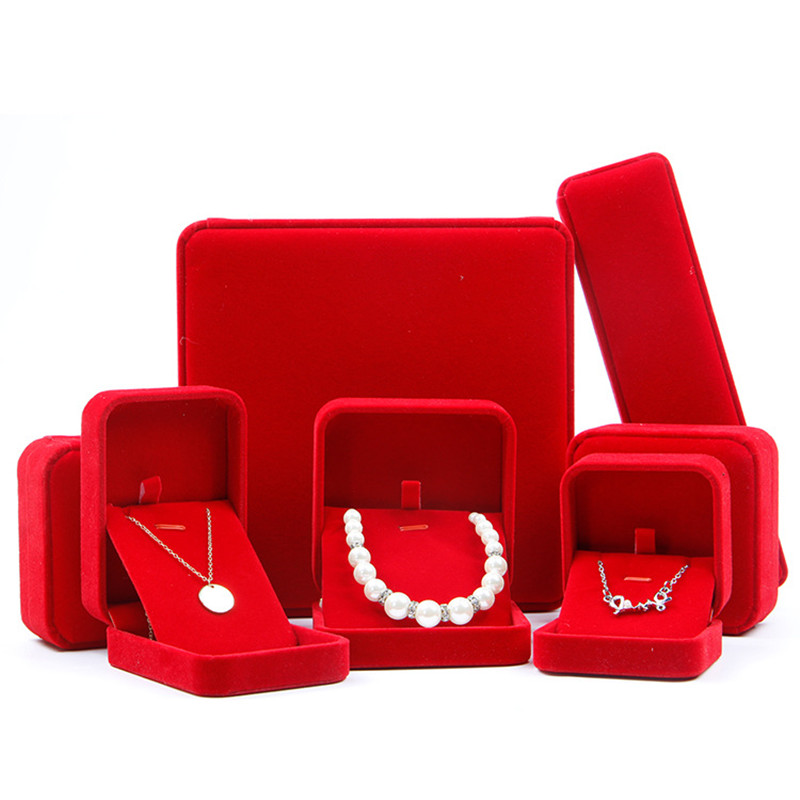 Wholesale High Quality Jewellery Packaging Case Velvet Pendant Necklace Bangle Bracelet Earring Ring Jewelry Gift Box