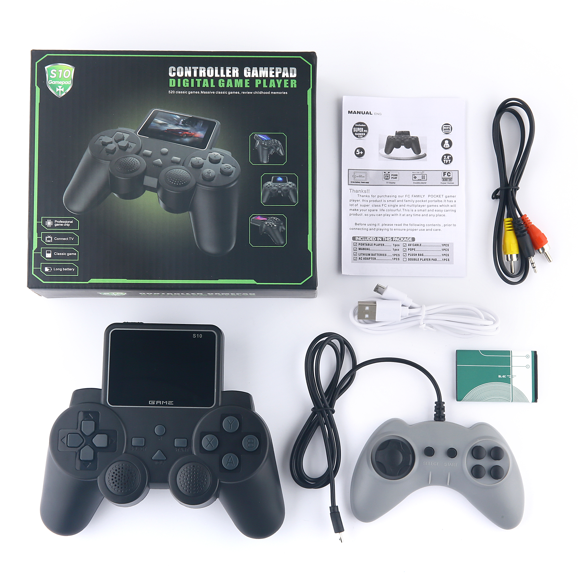 Mini Classic TV Game Console Toy S10 Retro Video Game Console With Gamepad Built-in 520 Games