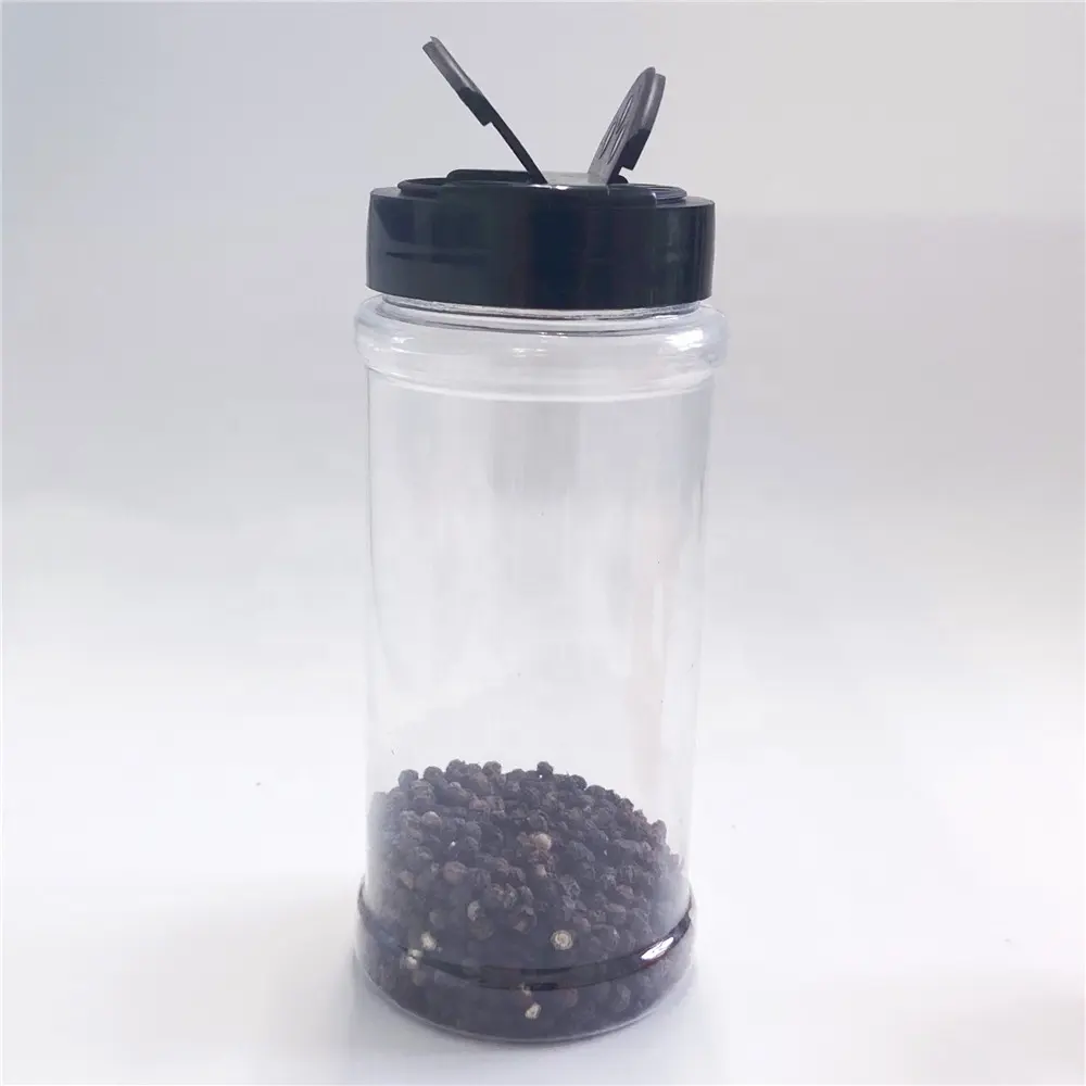 PET plastic condiment bottles spice packaging seasoning powder container with flap cap