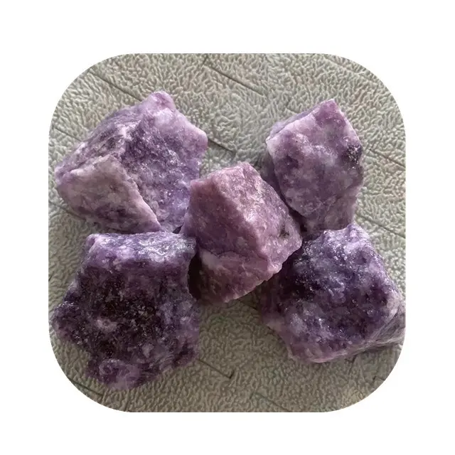 Wholesale crystal spiritual raw crystal stones natur purple lepidolite rough stone for Decor