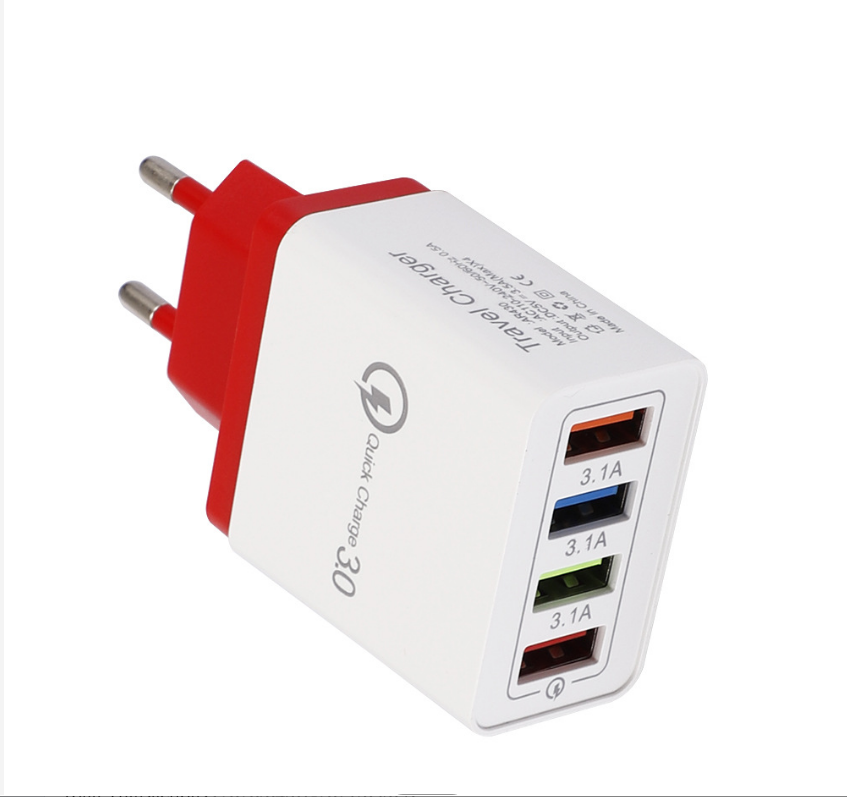 Цветные Зарядные устройства с 4 USB-портами для ЕС и США, зарядка QC 3,0, дорожная настенная USB-зарядка