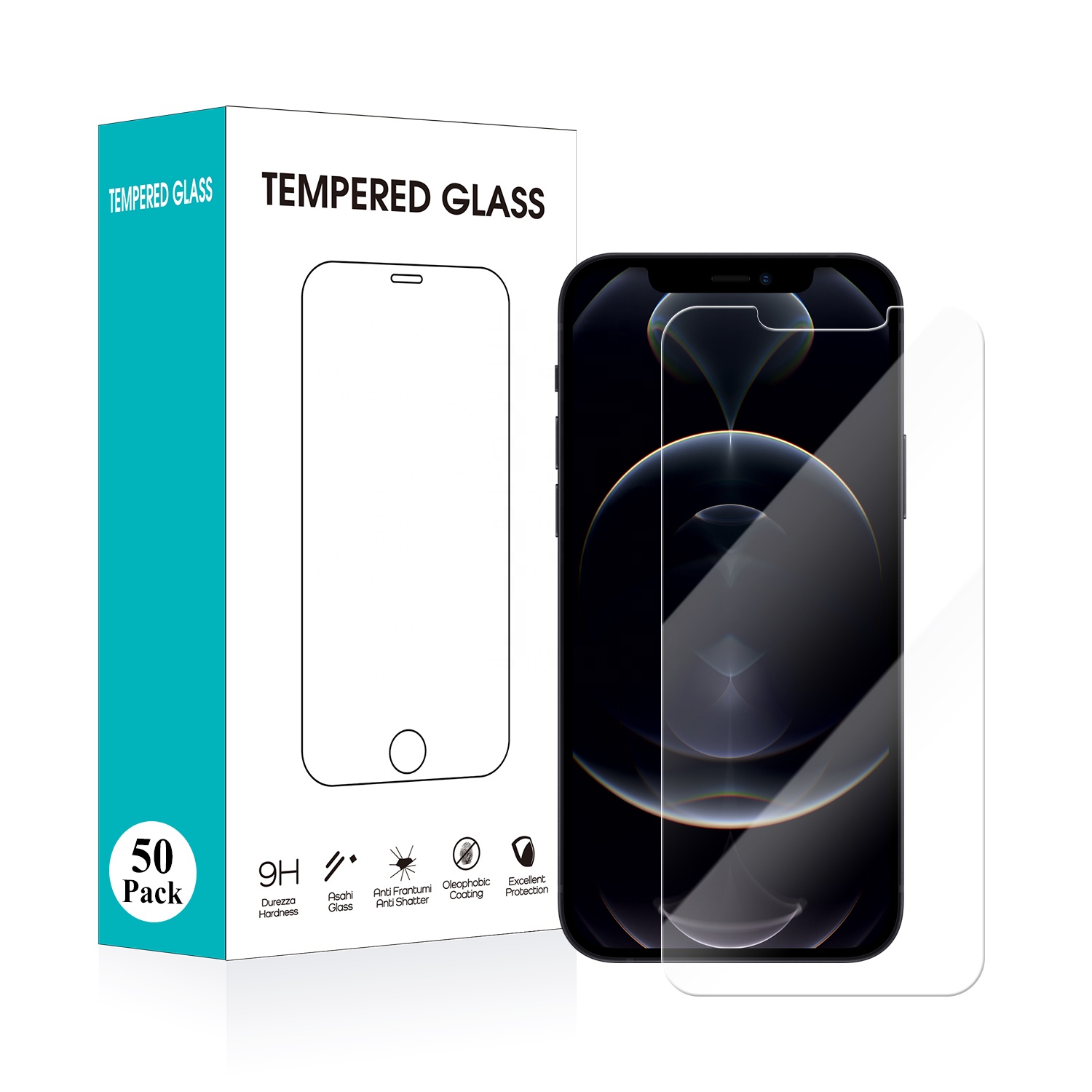 Водонепроницаемое Защитное стекло для iphone 11 12 Pro XS Max XR 7 8 plus, пленка для экрана, закаленное стекло для iphone 12 Mini 11, 50 шт.