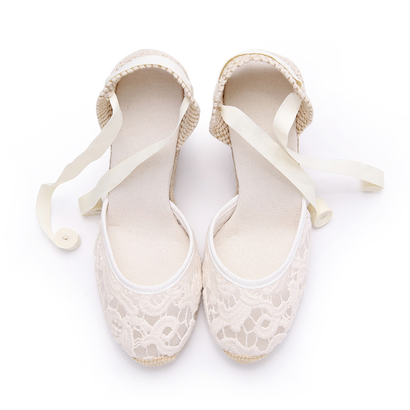 Fashion ladies casual and comfortable hemp sole shoes with sloping heels sandals