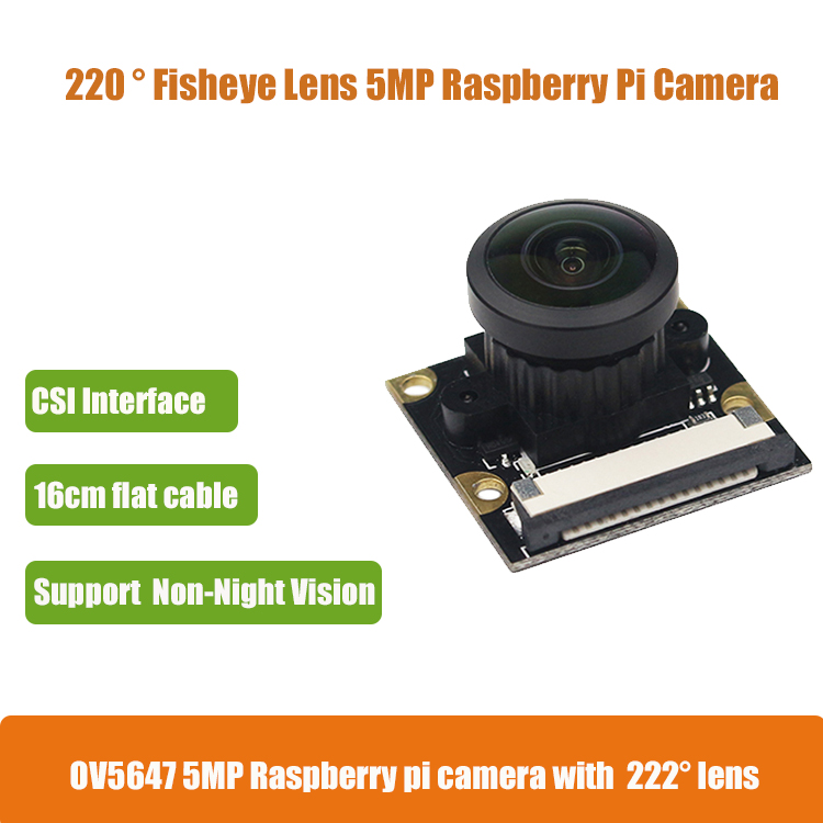 Модуль камеры OV5647 5MP с панорамным объективом 222 градусов для Raspberry Pi 4 3 Model B 3B Plus