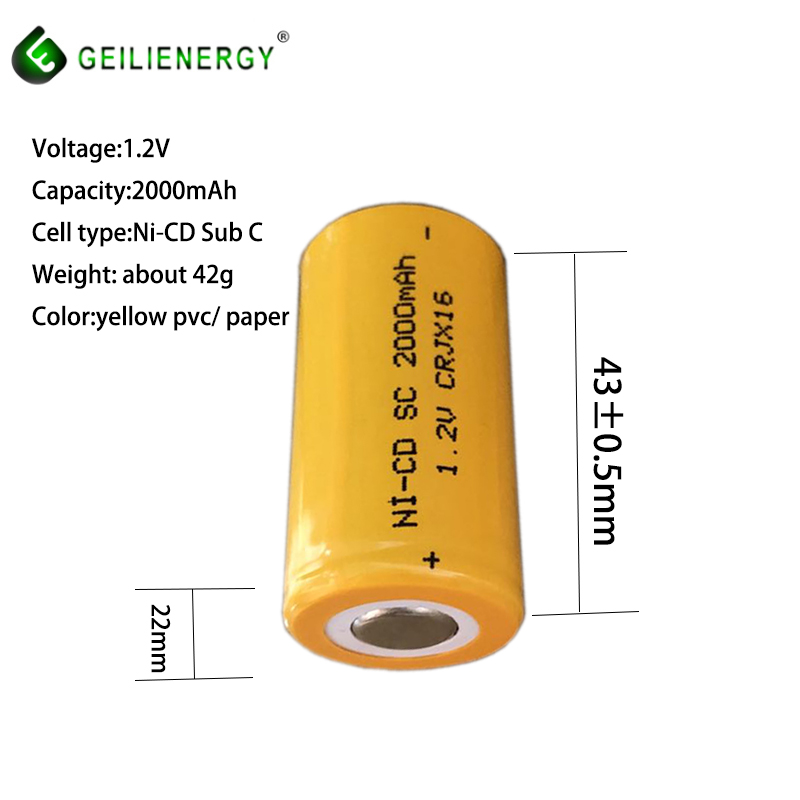 Никель-кадмиевый SC 2000mah 1,2 v 1300mah Ni-cd sc 1500mah перезаряжаемый аккумулятор