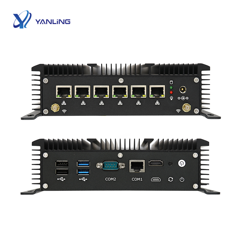 Pfsense брандмауэр Безвентиляторный Компьютер ЦП J1900 6 Lan мини промышленный ПК дешевый компьютер