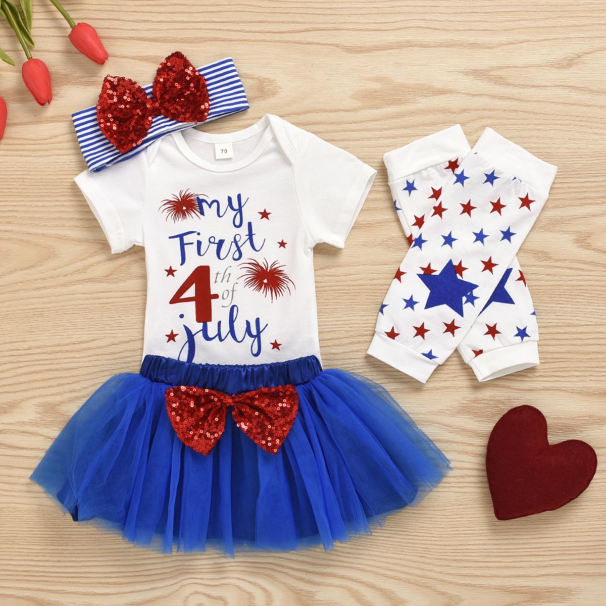 AliExpress cross border holiday American Independence Day girl set 0-2 years old baby dress set