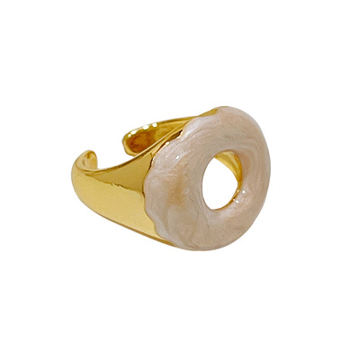 2021 Minimalist Creative Multi Color Hollow Round Dripping Oil Open Ring Colorful Enamel Geometric Circle Ring For Sweet Girl