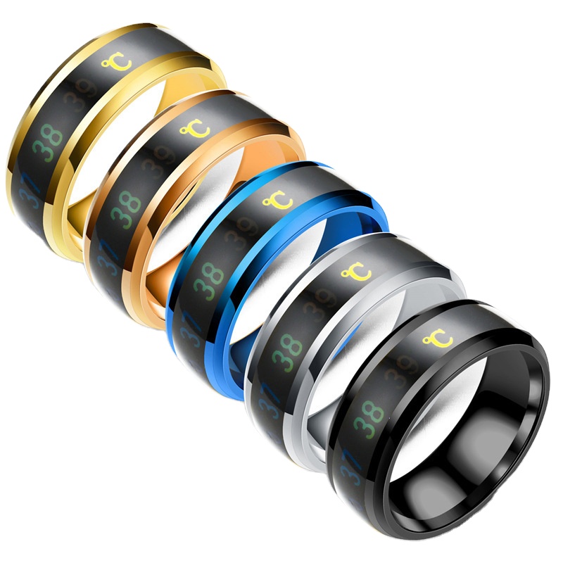 Technology Jewelry Temperature Measuring Smart Ring Titanium Steel Intelligent Sensor Body Temperature Smart Ring