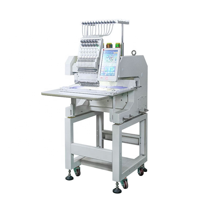 Leather 12 Needle T Shirt Clothes Computer Sewing Flat Logo Elucky Industrial Single Head Embroidery Machine For Sale