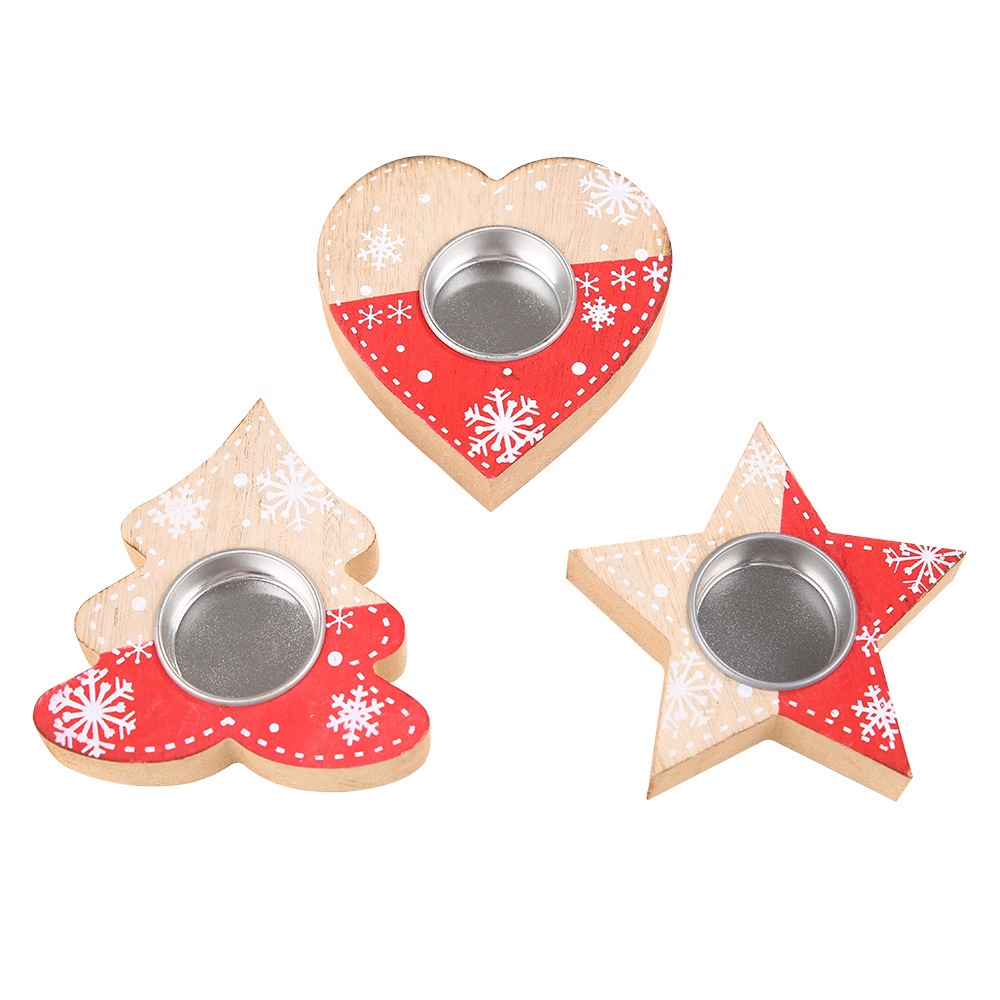Christmas decorations wooden candle base xmas candle holder