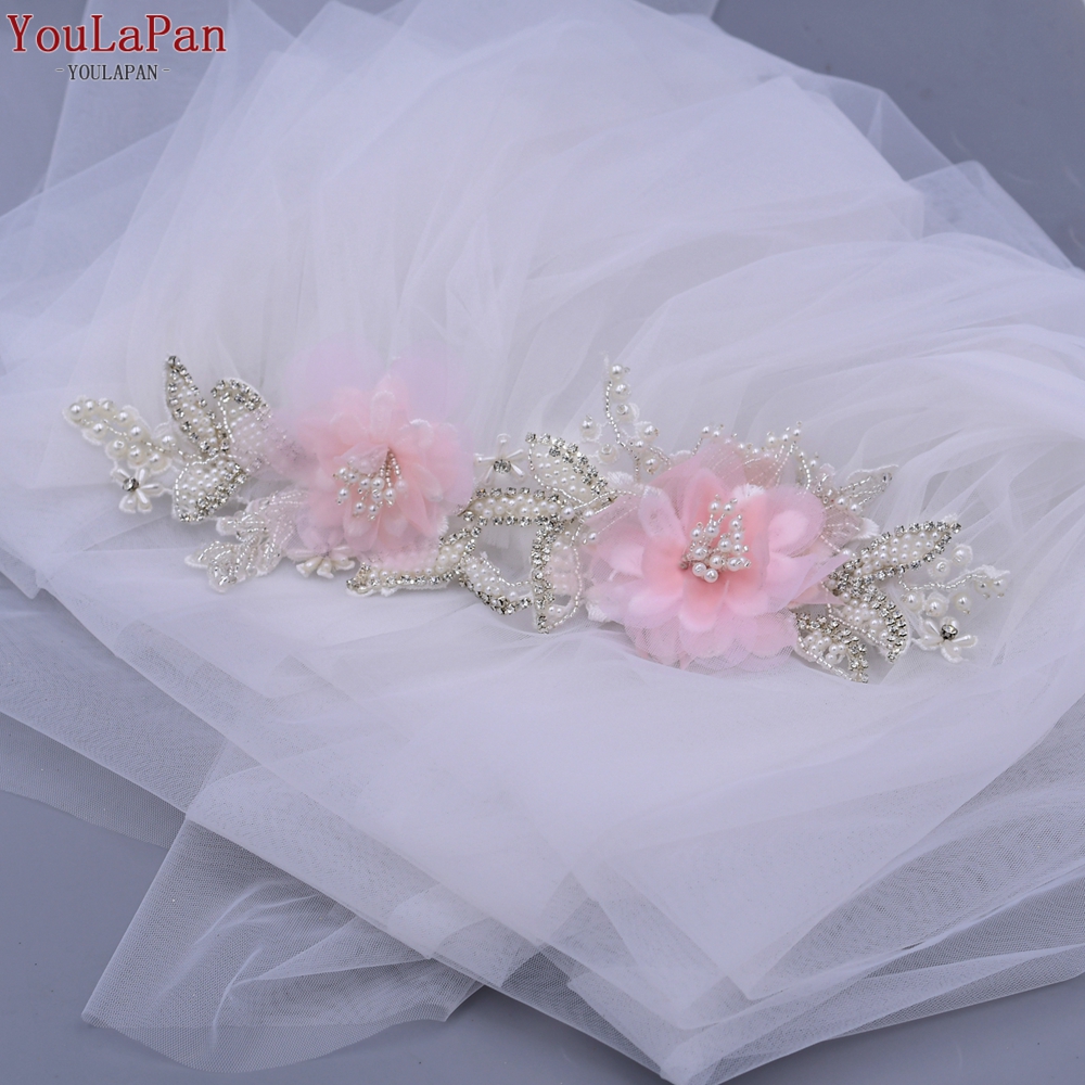 YouLaPan VS498 2021 New Veil, Short Wedding Veil With Beaded And Rhinestone Wedding Veil, Main Wedding Accessories For Bride