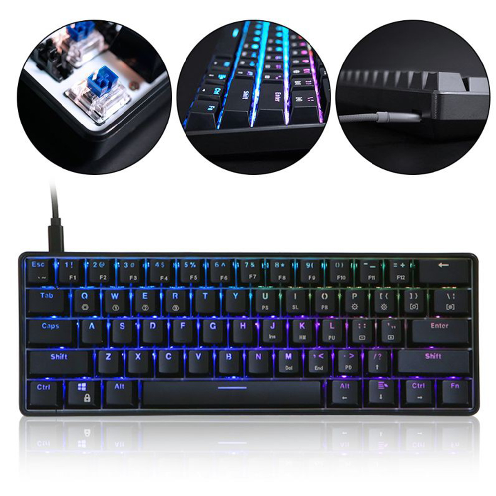 Проводная Механическая игровая клавиатура Hot Swap 60% Rk61 Gk61