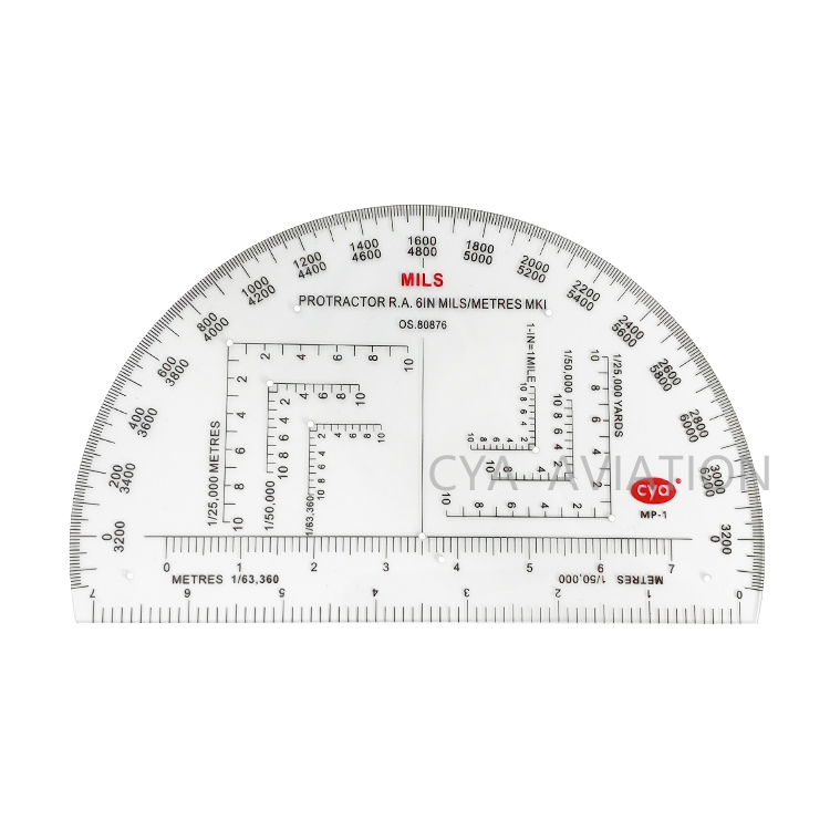 Outdoor hiking 6 inch diameter semi circle plastic protractor MILS navigation protractor for military soldiers