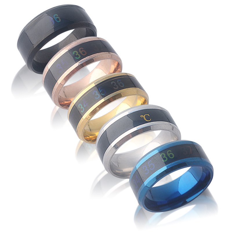 Shape Design Creative Titanium Steel Fahrenheit Feeling warm mood Temperature couple ring