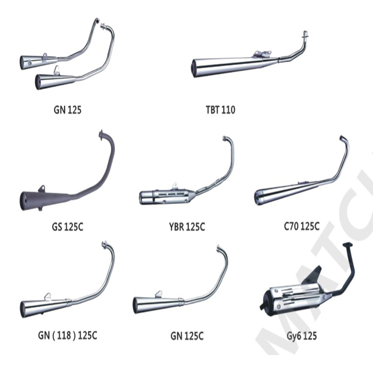 Full Range Motorcycle Exhaust Systems Muffler for TBT110 GN125 GS125C YBR125C GN125C GY6125 GY6125C CG125C GN125C GY650C