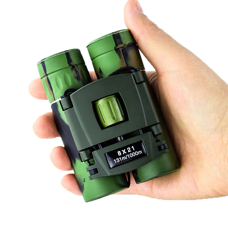8x21 Mini Army Green Camouflage High Power Hd Outdoor Portable Binoculars Telescope For Kids