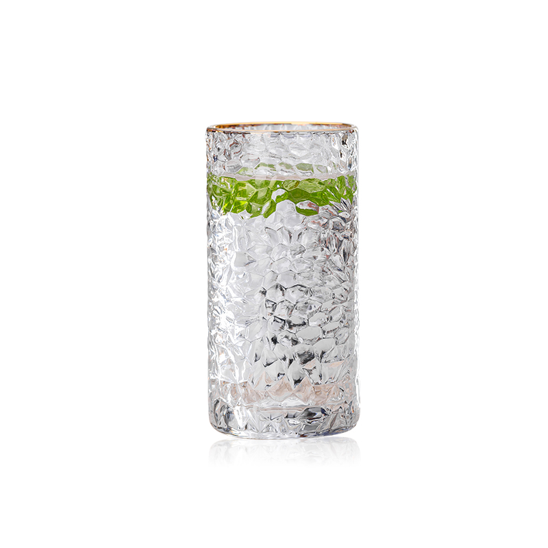 Refreshing hammer and vertical pattern 300ml glass beverage cup household water mug
