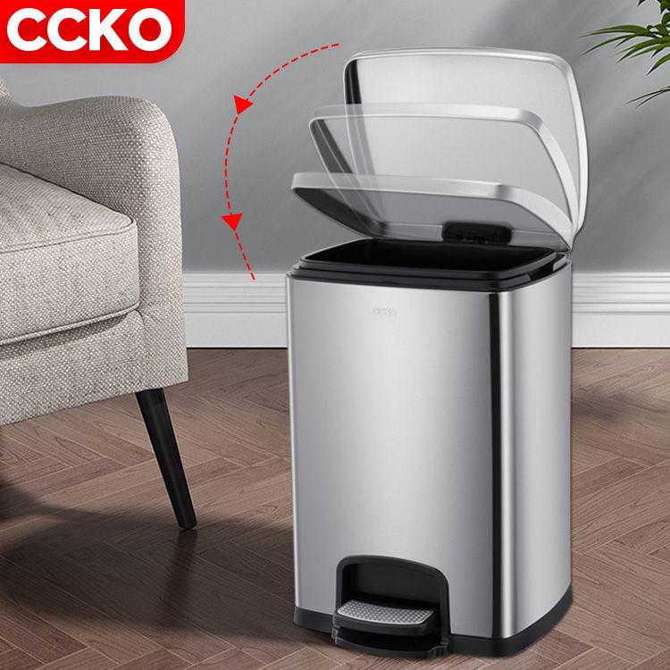 CCKO 5L/8L/12L/20L/30L Silver/Gold/Rose Gold/Gray pedal waste bin stainless steel trash can kitchen trash can