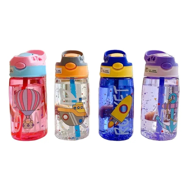 Plastic Kids Water Sippy Cup Creative Cartoon Baby Feeding Cups with Straws Water Bottles Outdoor Portable Children's Cup