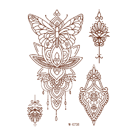 Bright Red Henna Temporary Tattoo Stickers Lace Sexy Body Tattoo stickers Women for Festival Party
